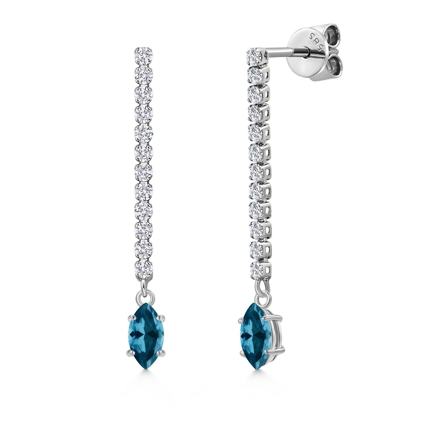 London Blue Topaz - November_Earrings in 14K White Gold