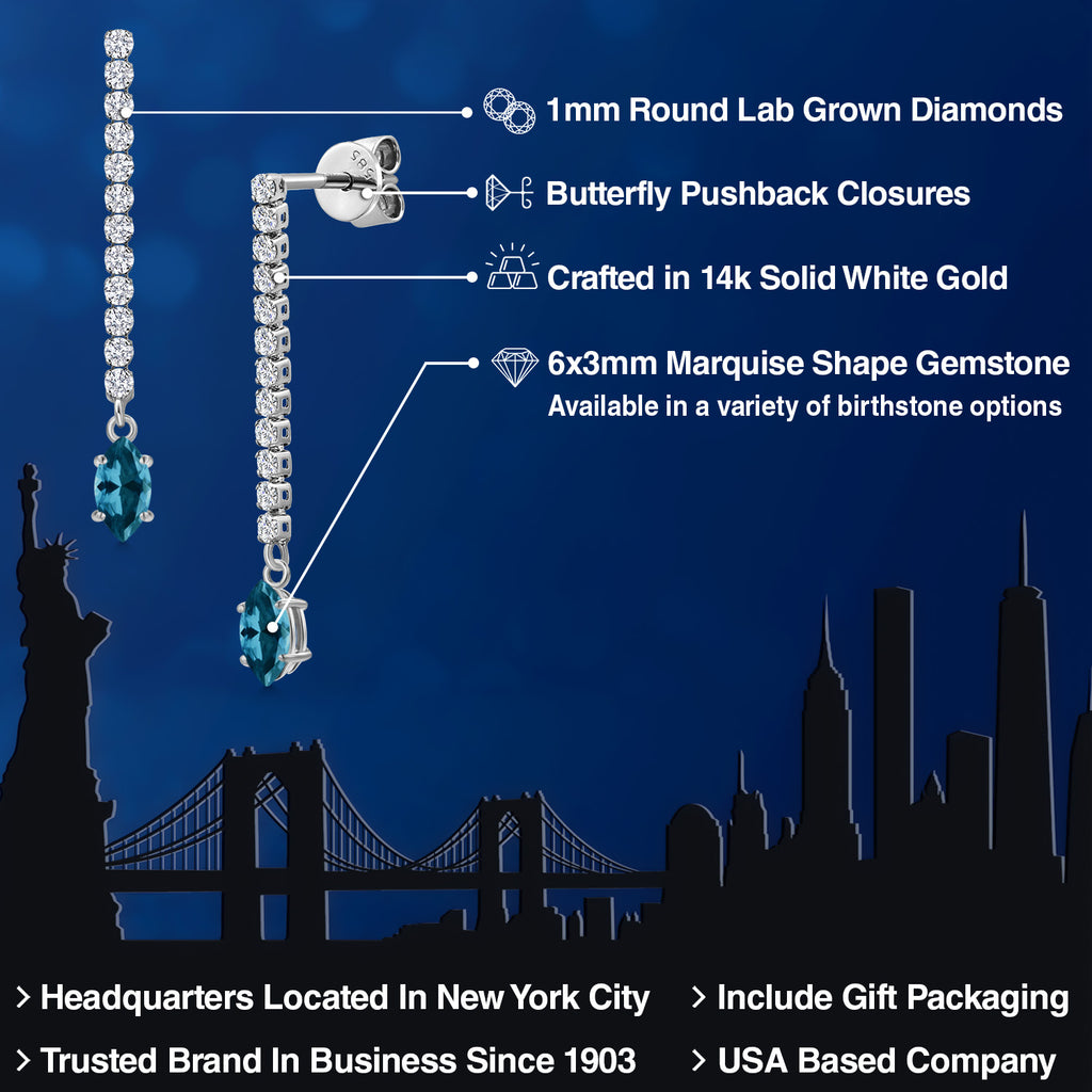 London Blue Topaz - November_Earrings in 14K White Gold