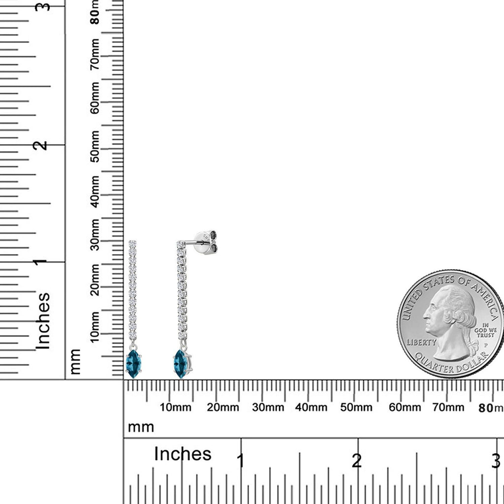 London Blue Topaz - November_Earrings in 14K White Gold