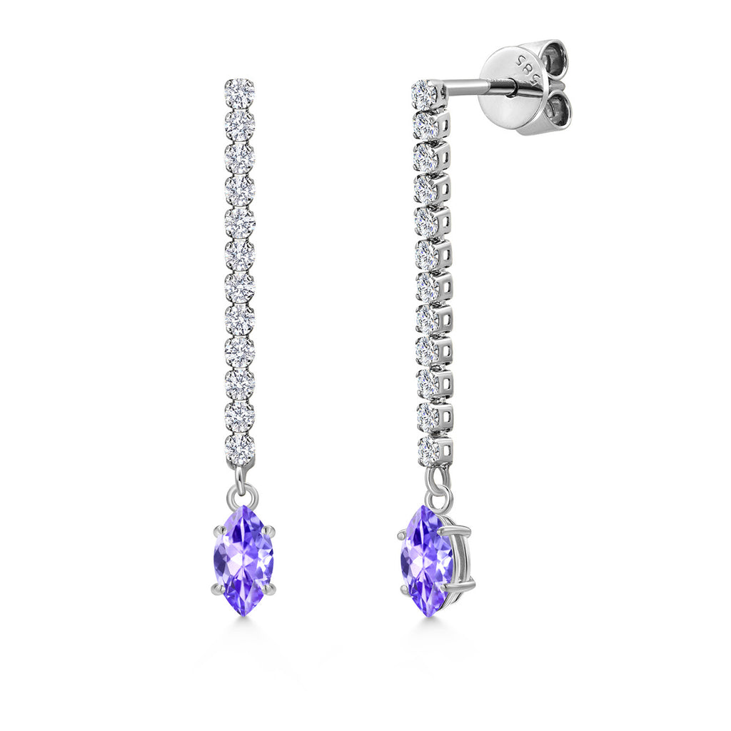 Tanzanite - December_Earrings in 14K White Gold