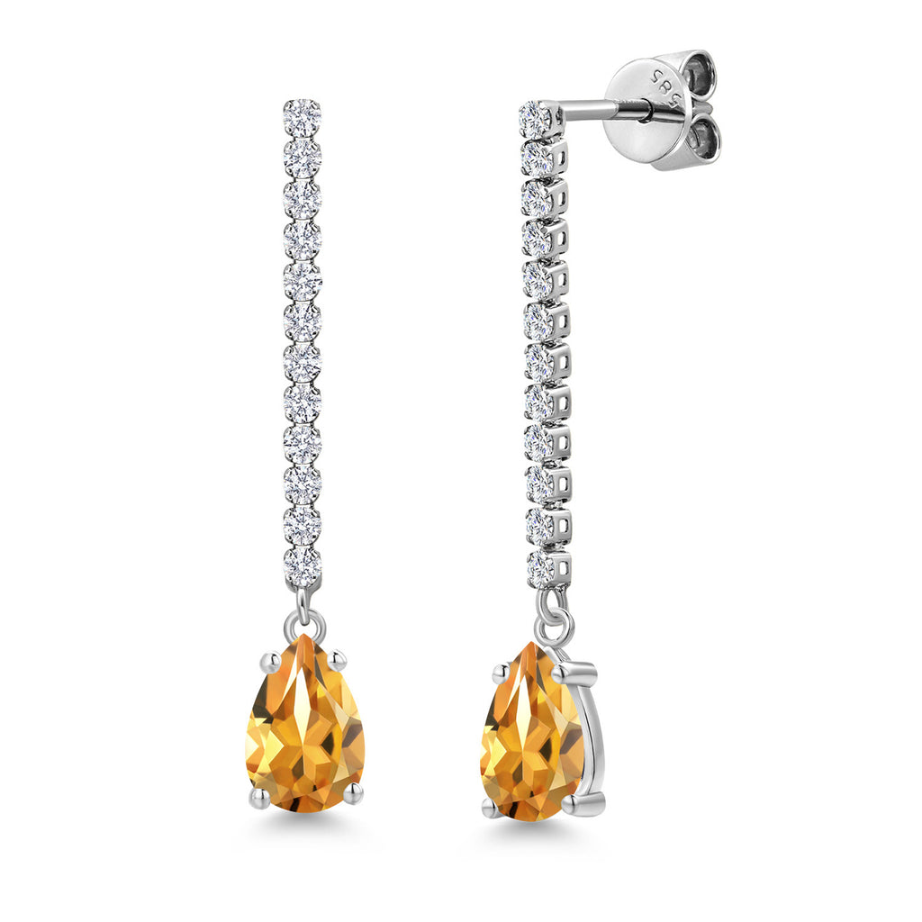 Citrine - November_Earrings in 14K White Gold
