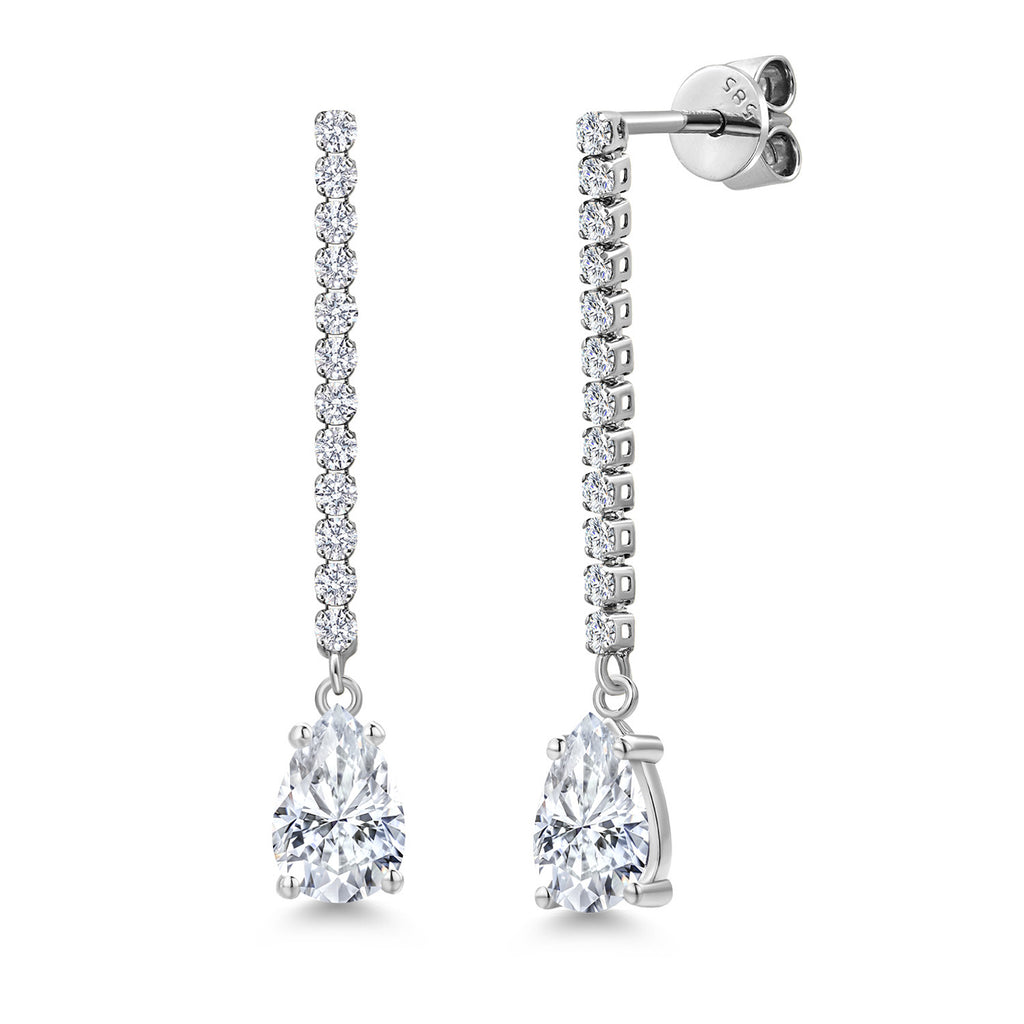 White Moissanite - April_Earrings in 14K White Gold