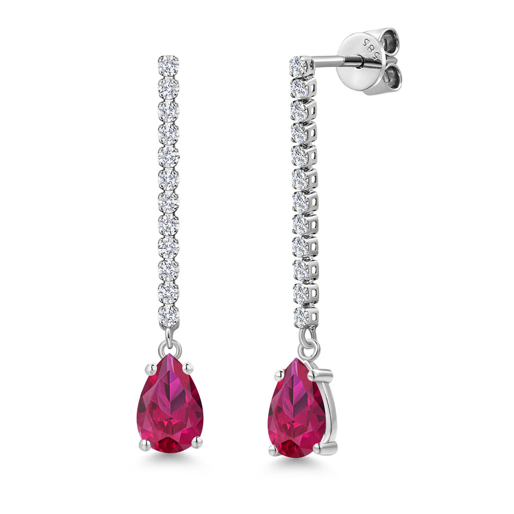 Created Ruby - July_Earrings in 14K White Gold