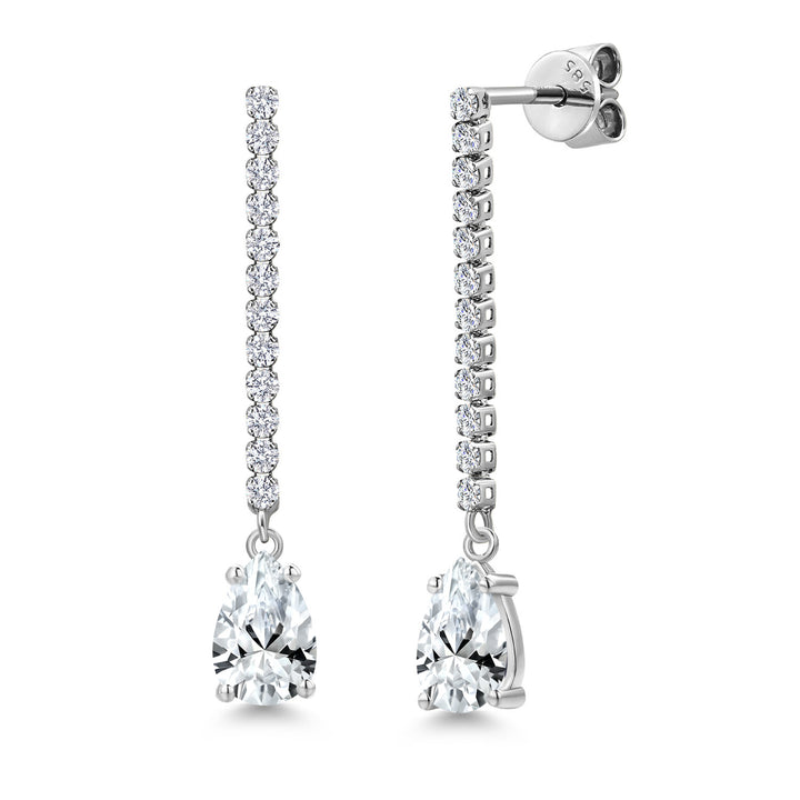White Created Sapphire - September_Earrings in 14K White Gold