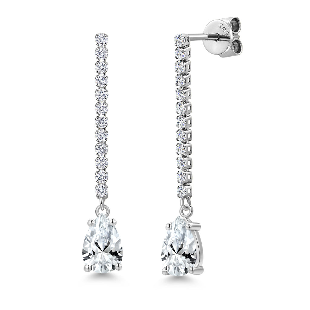 White Created Sapphire - September_Earrings in 14K White Gold