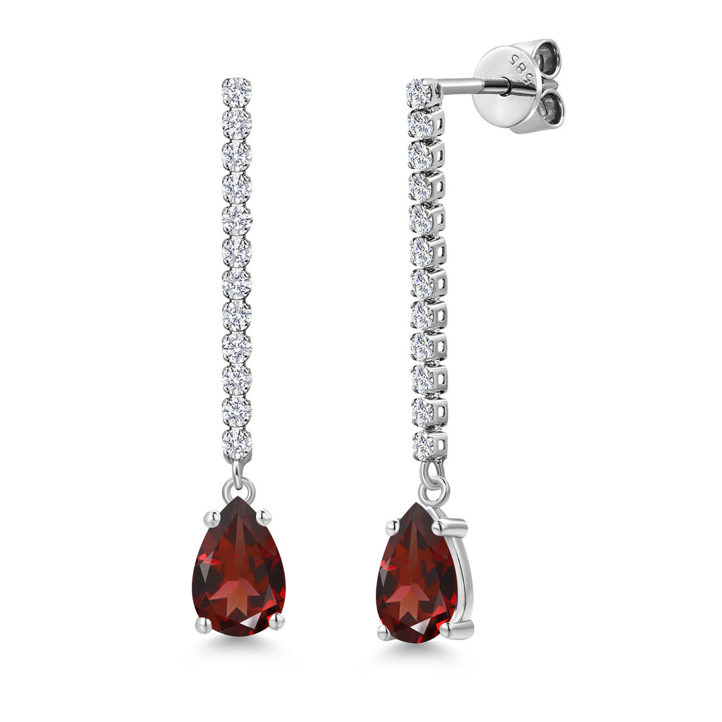Garnet - January_Earrings in 14K White Gold