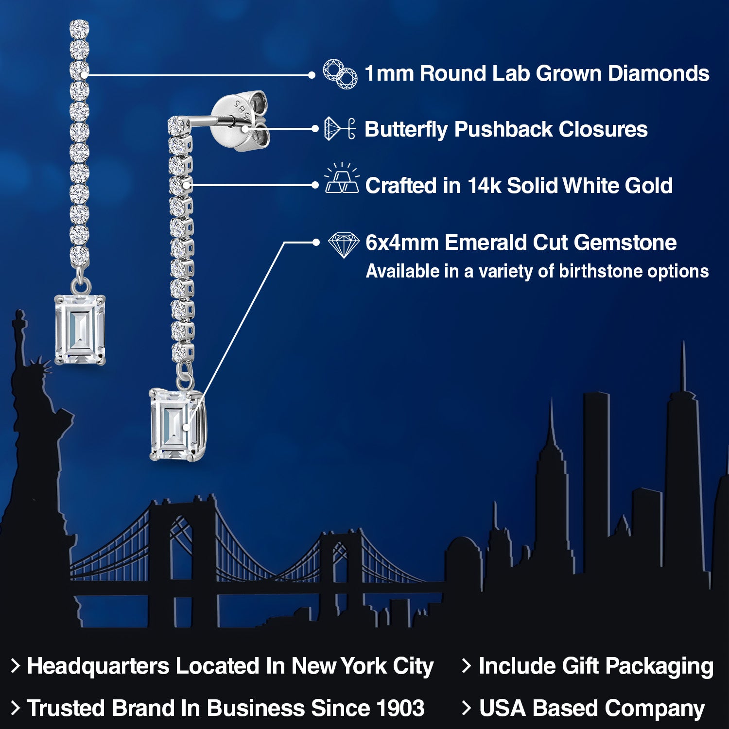 Earrings in 14K White Gold