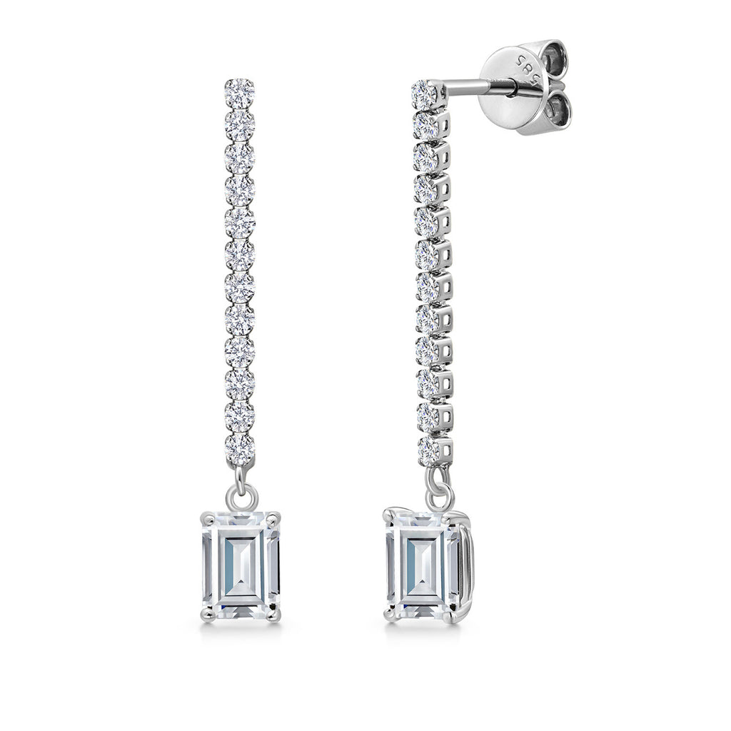 White Moissanite - April_Earrings in 14K White Gold