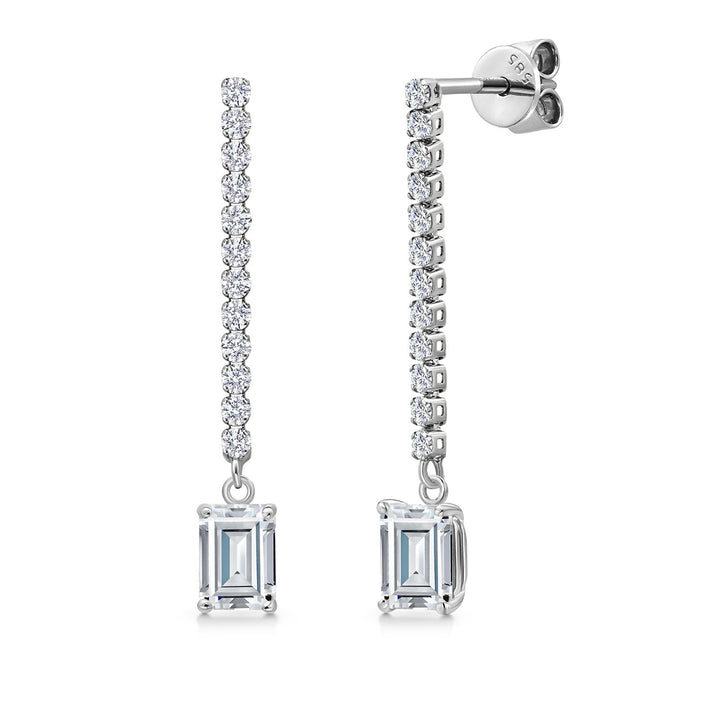 White Moissanite - April_Earrings in 14K White Gold