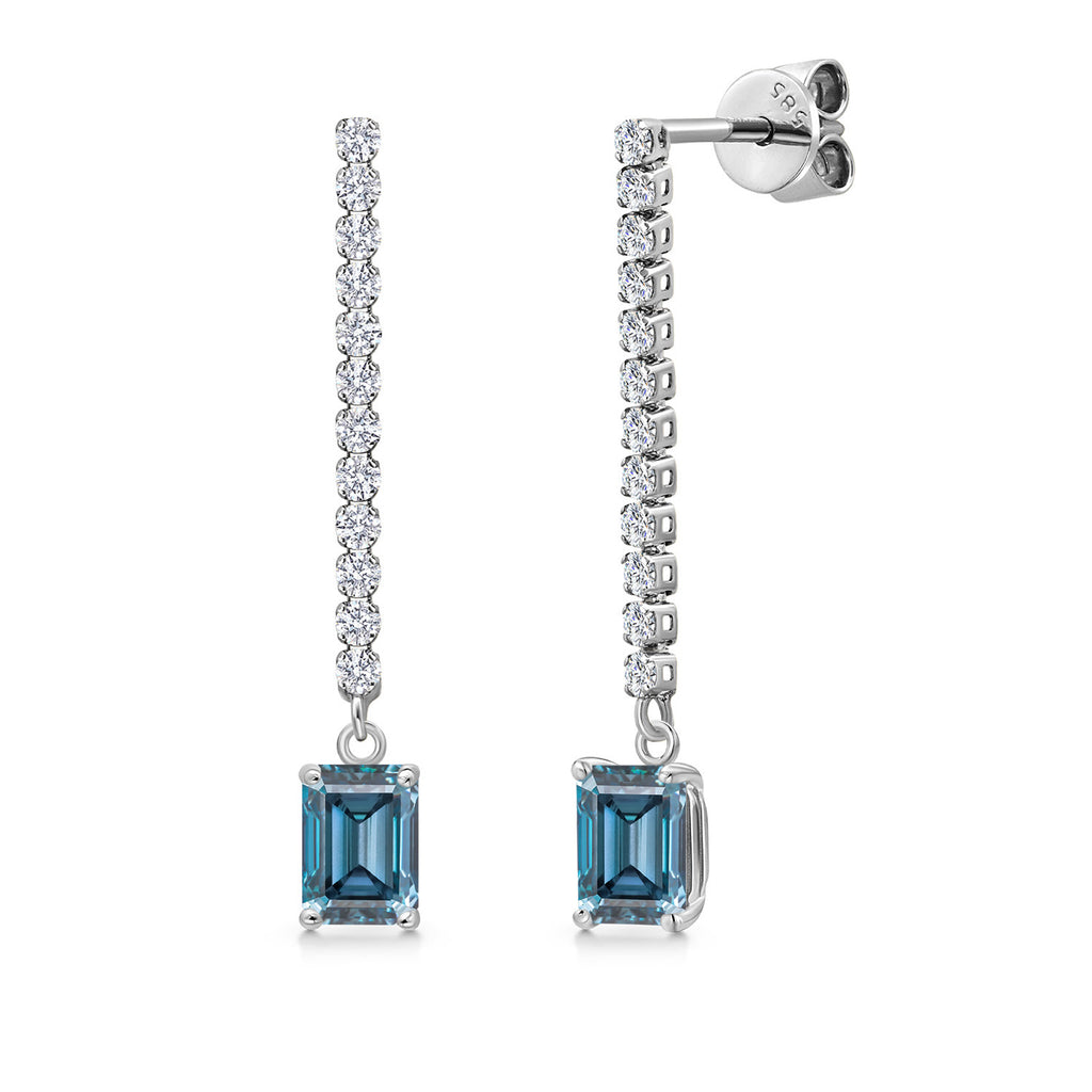 Persian Blue Moissanite - April_Earrings in 14K White Gold
