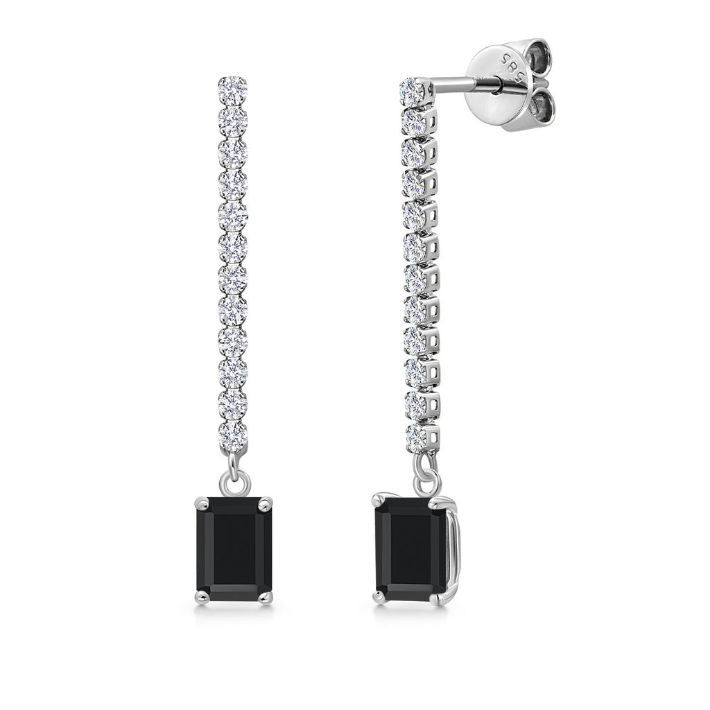Onyx - December_Earrings in 14K White Gold