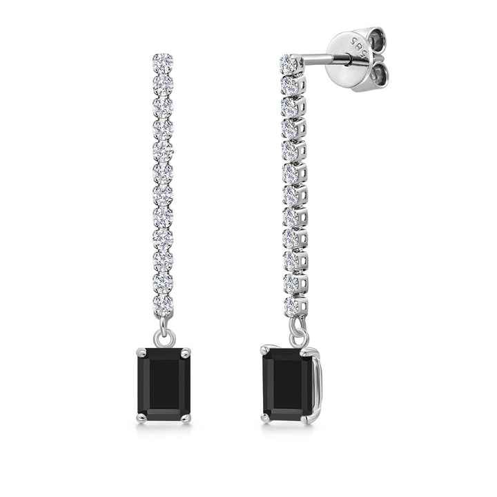 Onyx - December_Earrings in 14K White Gold