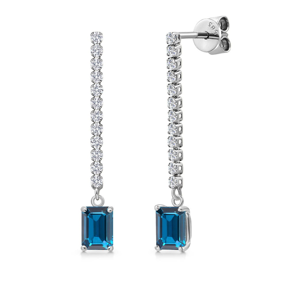 London Blue Topaz - November_Earrings in 14K White Gold