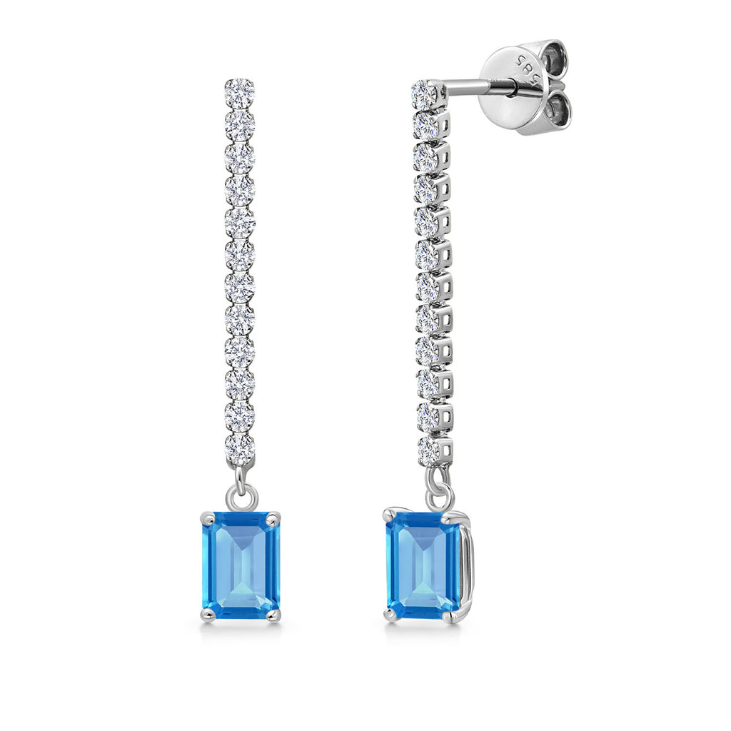 Swiss Blue Topaz - November_Earrings in 14K White Gold