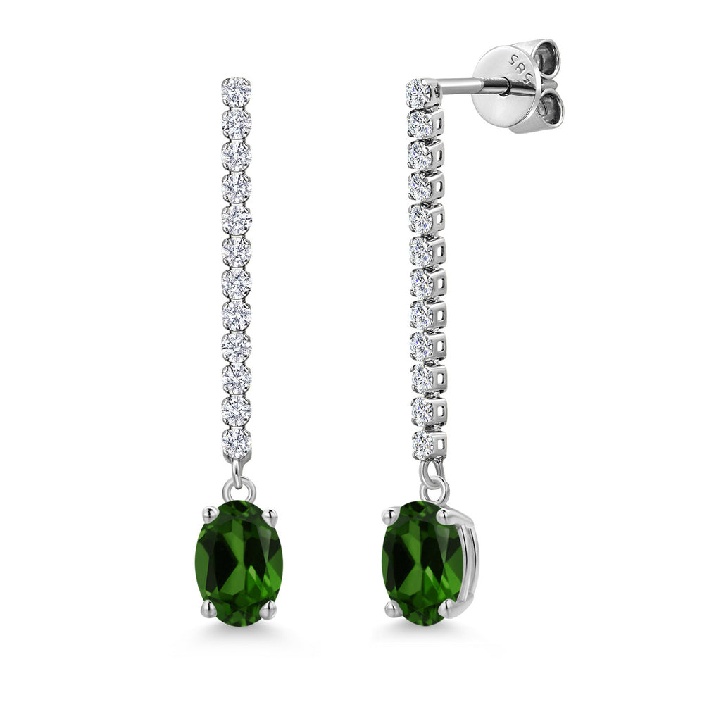 Chrome Diopside_Earrings in 14K White Gold