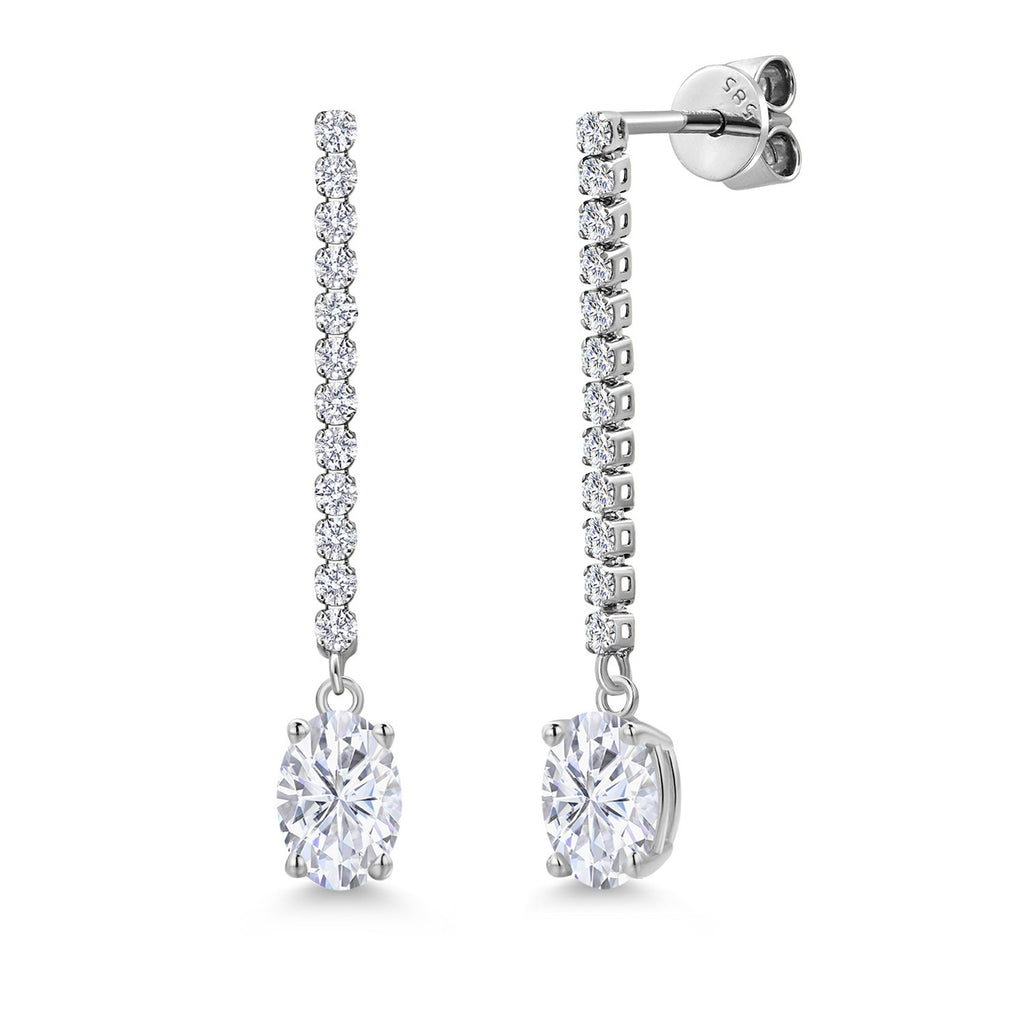 White Moissanite - April_Earrings in 14K White Gold