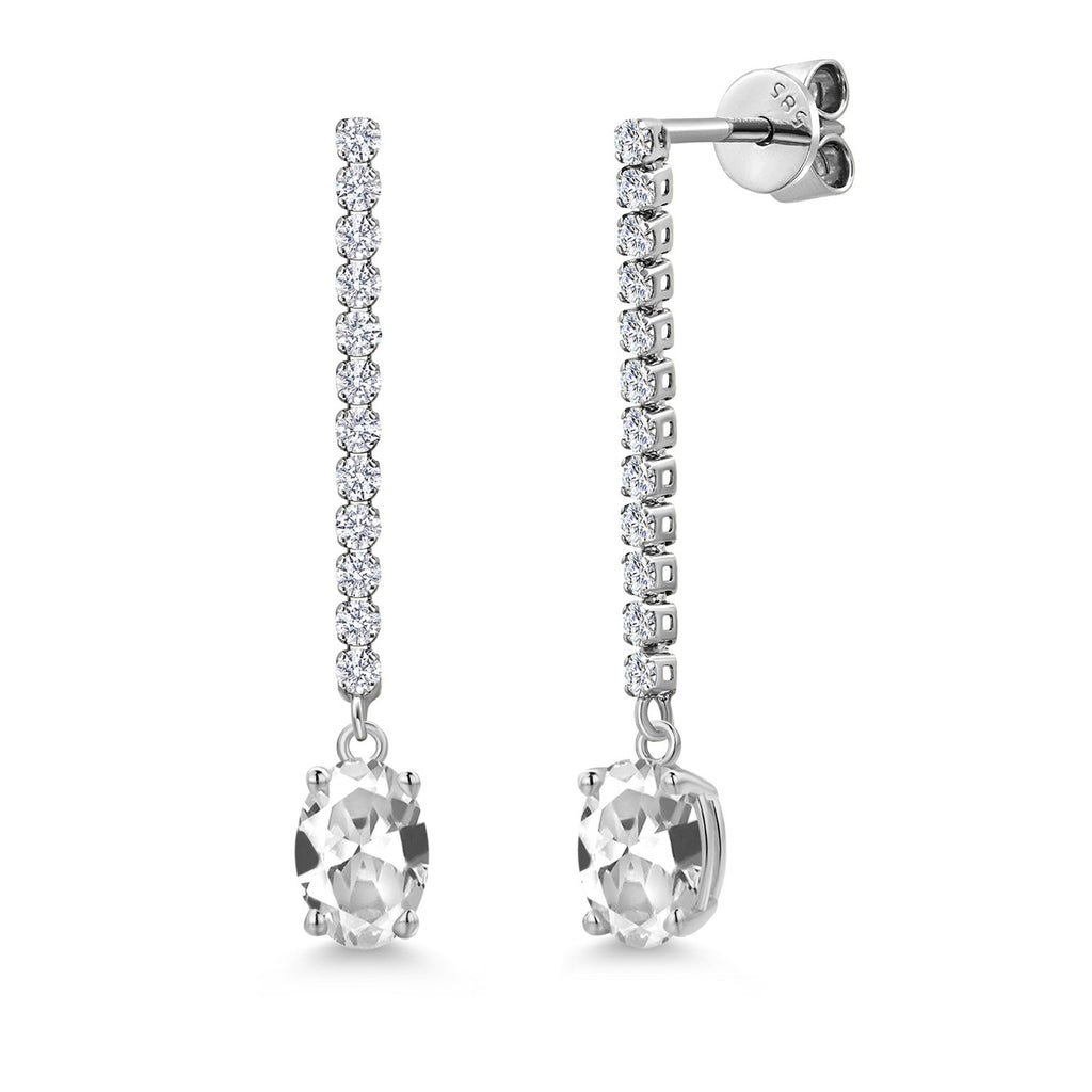 White Created Sapphire - September_Earrings in 14K White Gold