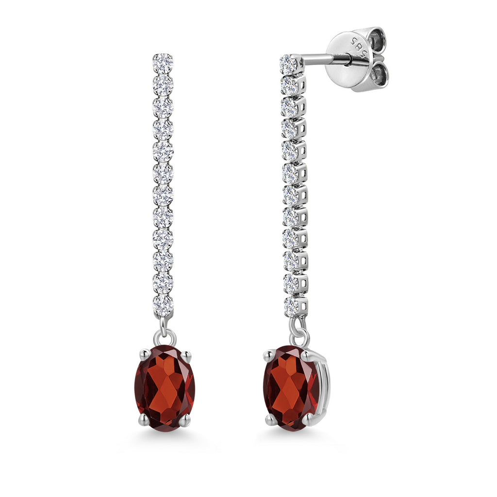 Garnet - January_Earrings in 14K White Gold