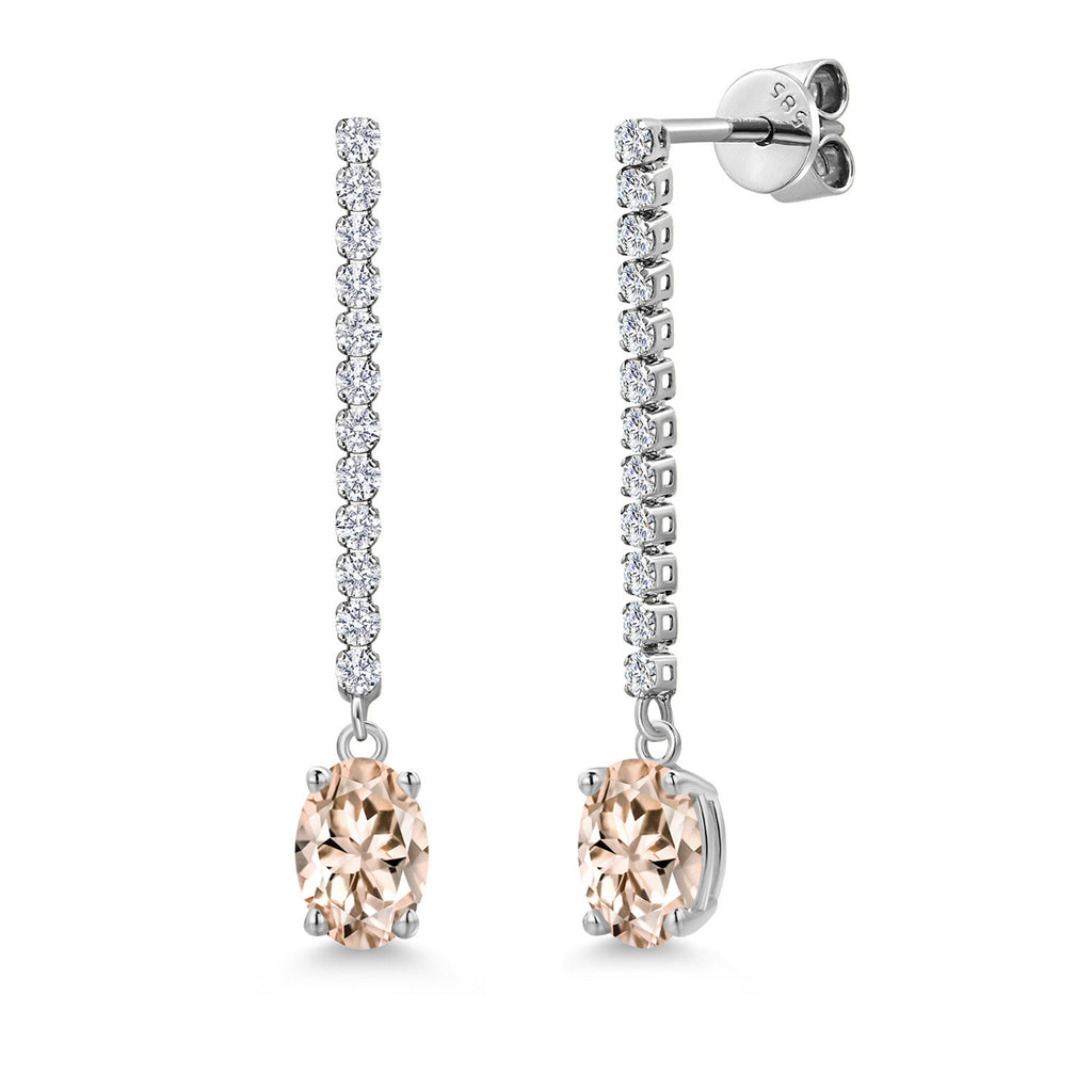 Morganite - October_Earrings in 14K White Gold