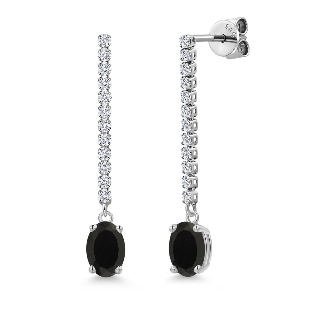 Onyx - December_Earrings in 14K White Gold