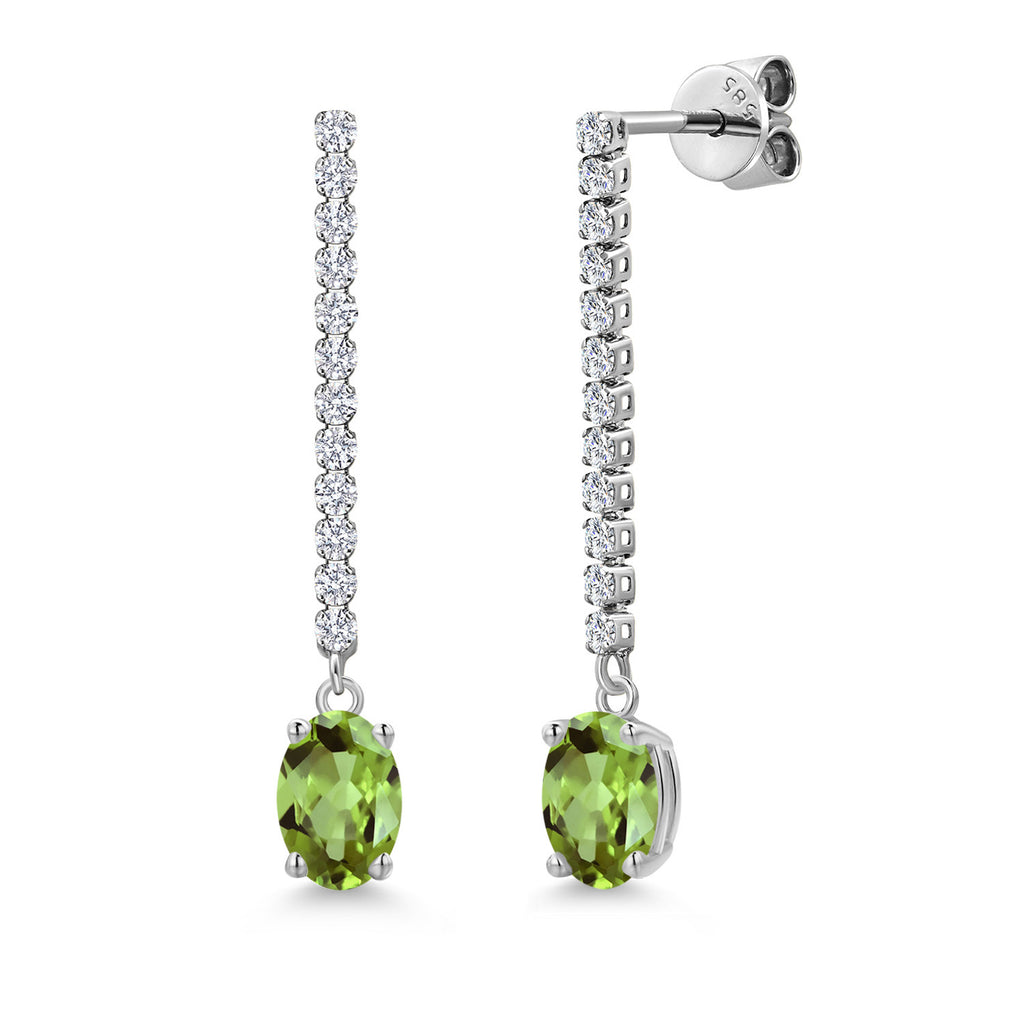 Peridot - August_Earrings in 14K White Gold