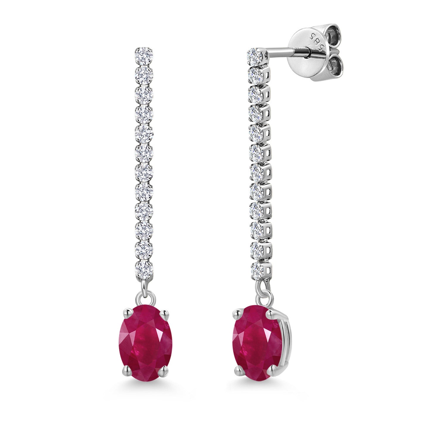 Ruby - July_Earrings in 14K White Gold