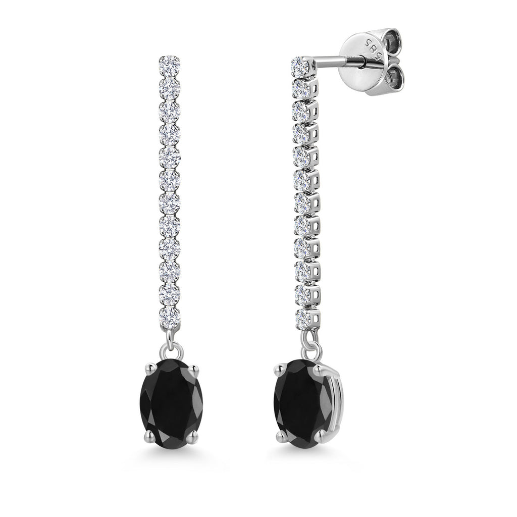 Black Sapphire - September_Earrings in 14K White Gold