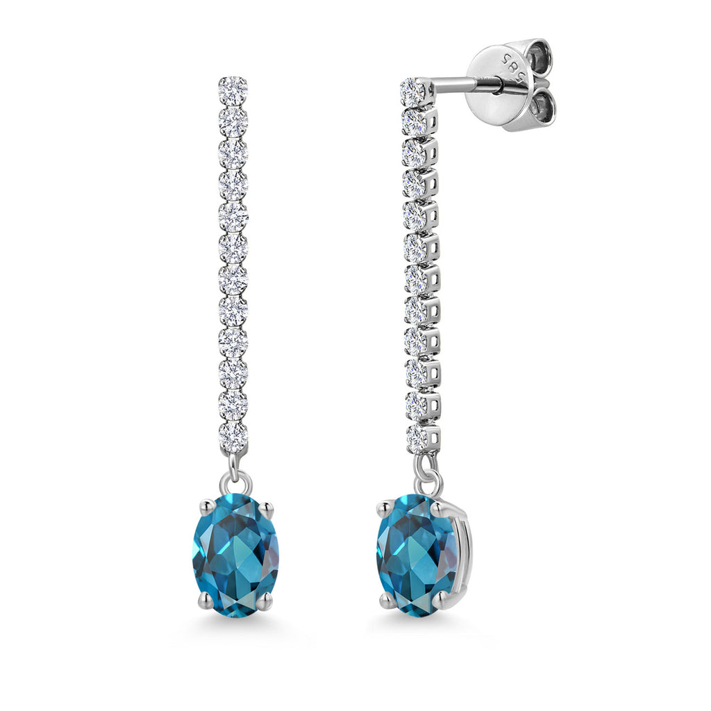 London Blue Topaz - November_Earrings in 14K White Gold