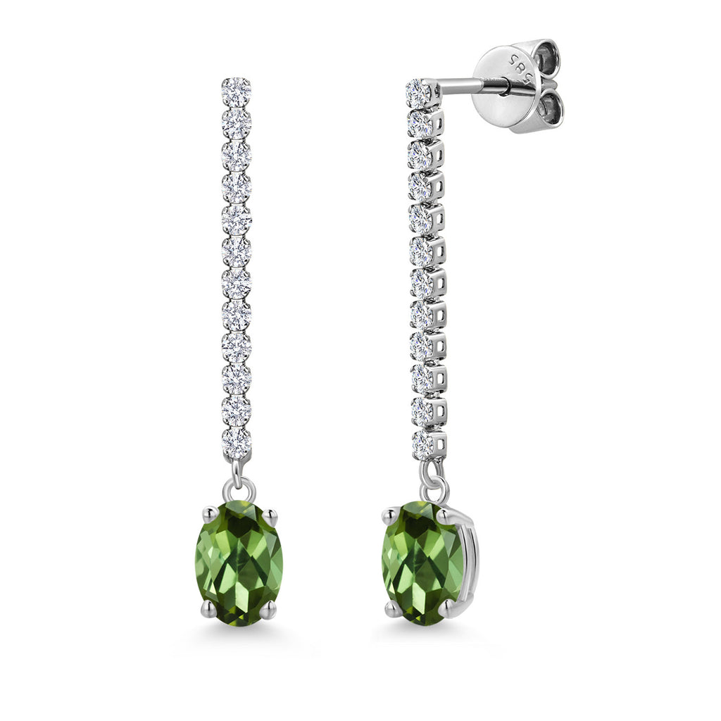 Green Tourmaline - October_Earrings in 14K White Gold