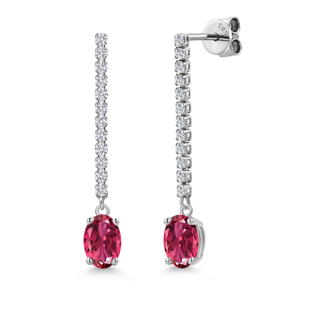 Pink Tourmaline - October_Earrings in 14K White Gold