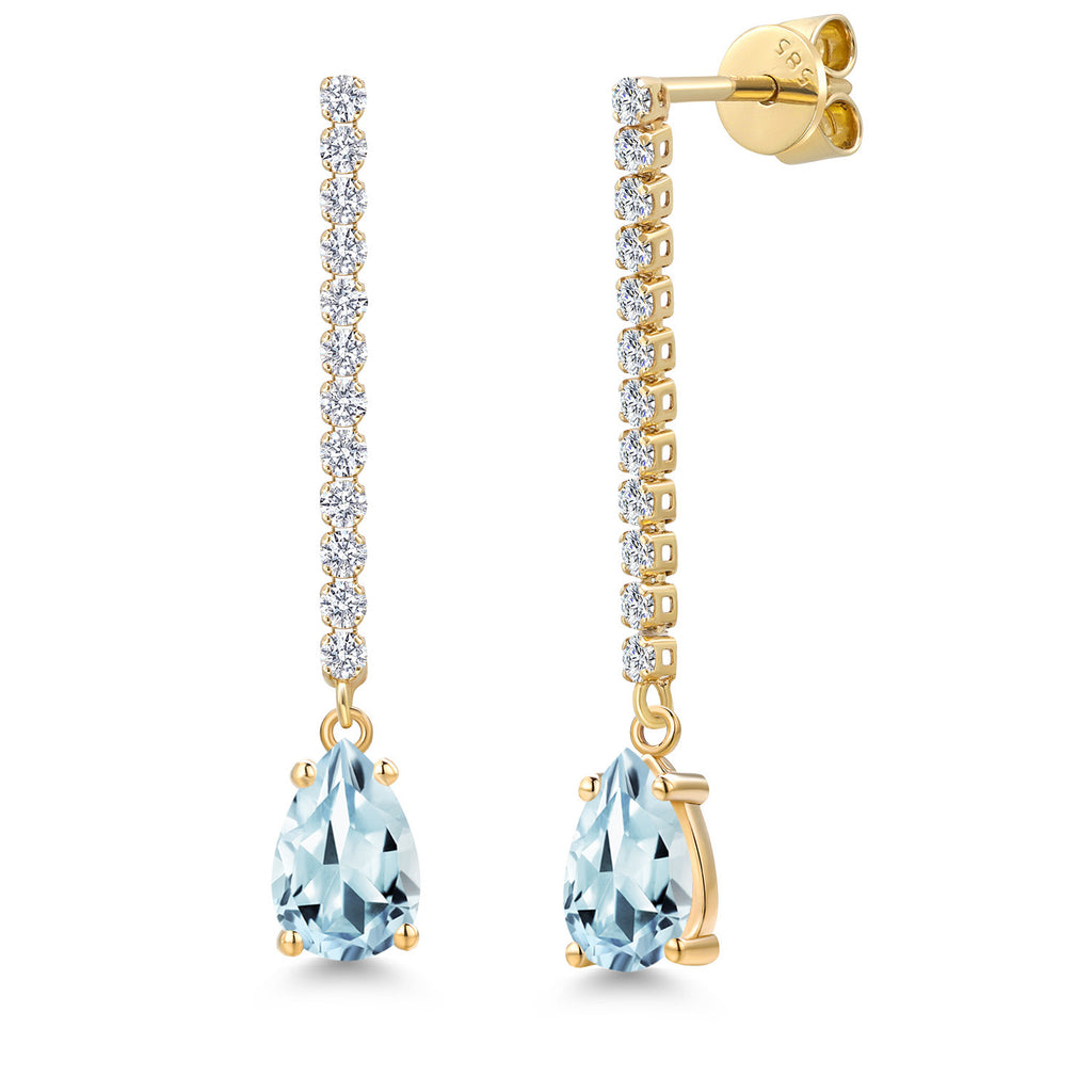 Aquamarine - March_Earrings in 14K Yellow Gold