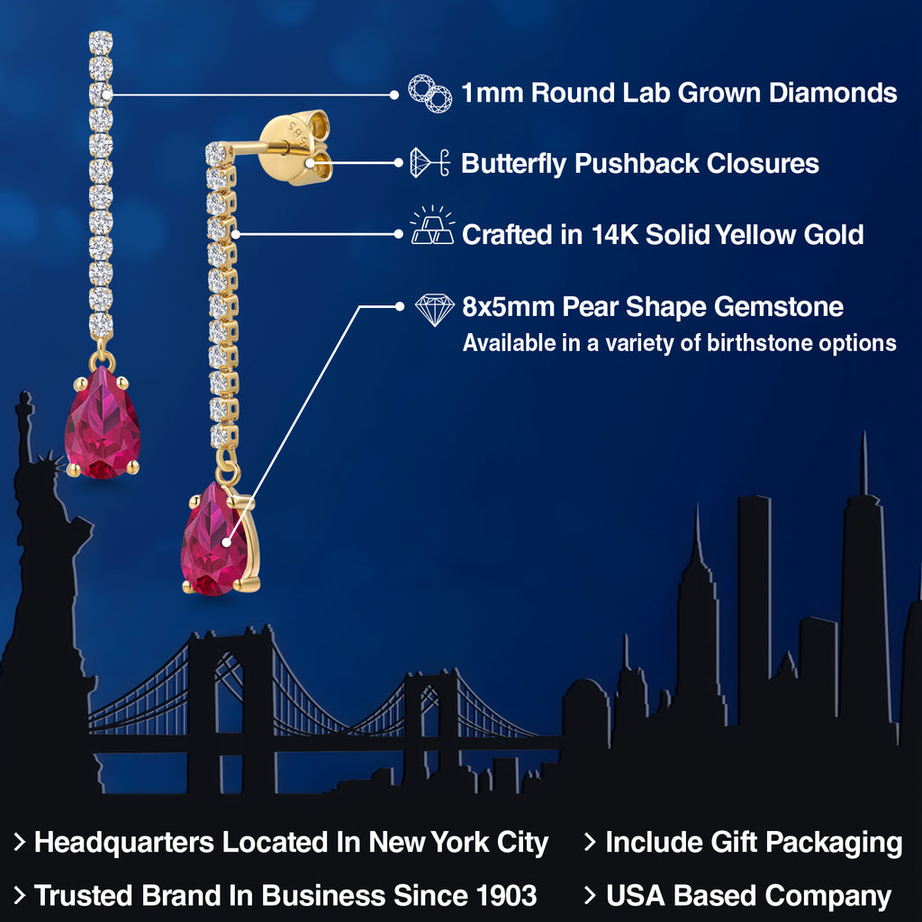 Created Ruby - July_Earrings in 14K Yellow Gold