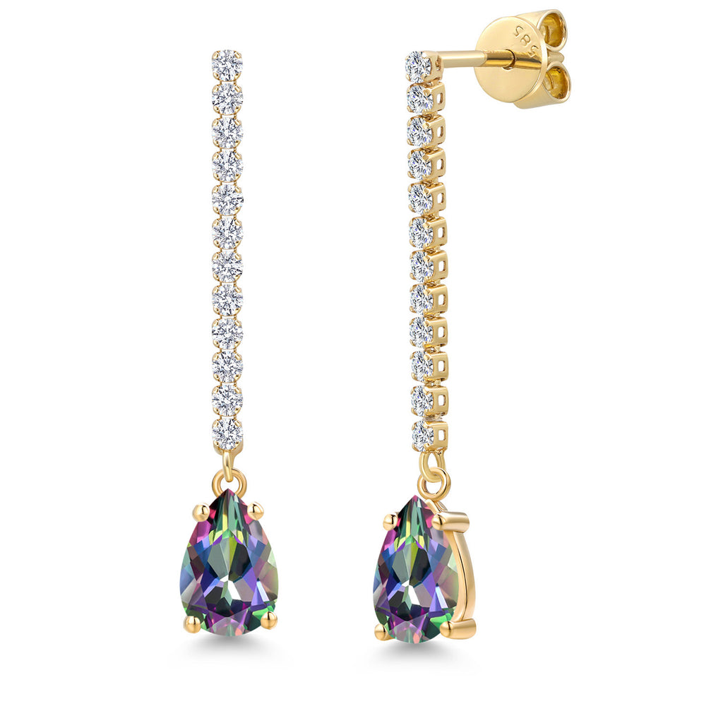 Green Mystic Topaz_Earrings in 14K Yellow Gold