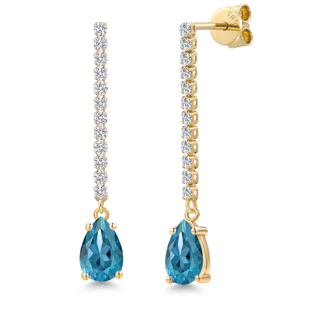 London Blue Topaz - November_Earrings in 14K Yellow Gold