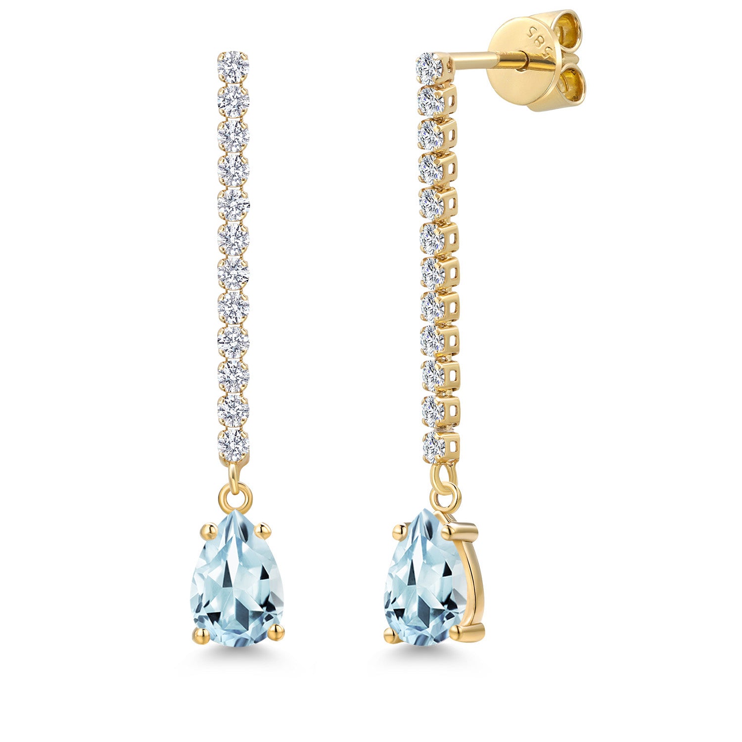 Aquamarine - March_Earrings in 14K Yellow Gold