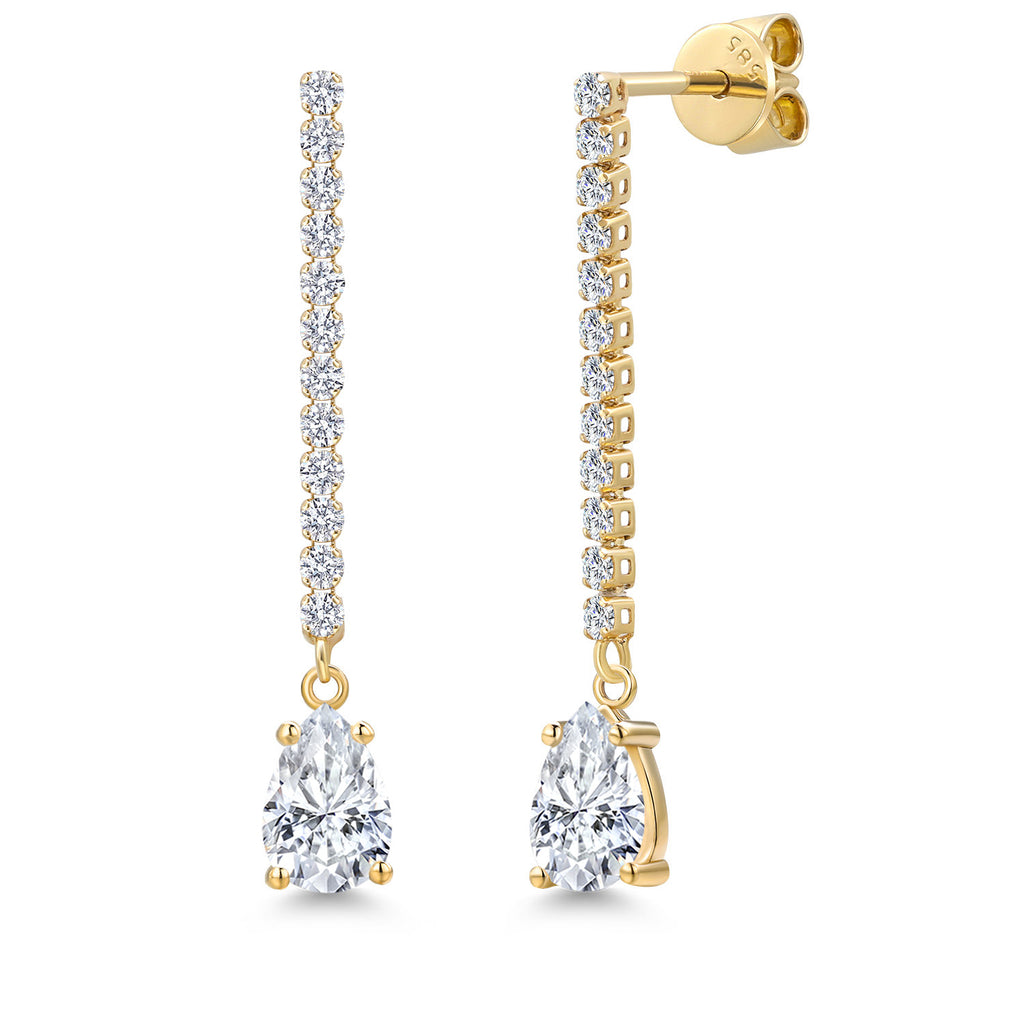White Moissanite - April_Earrings in 14K Yellow Gold
