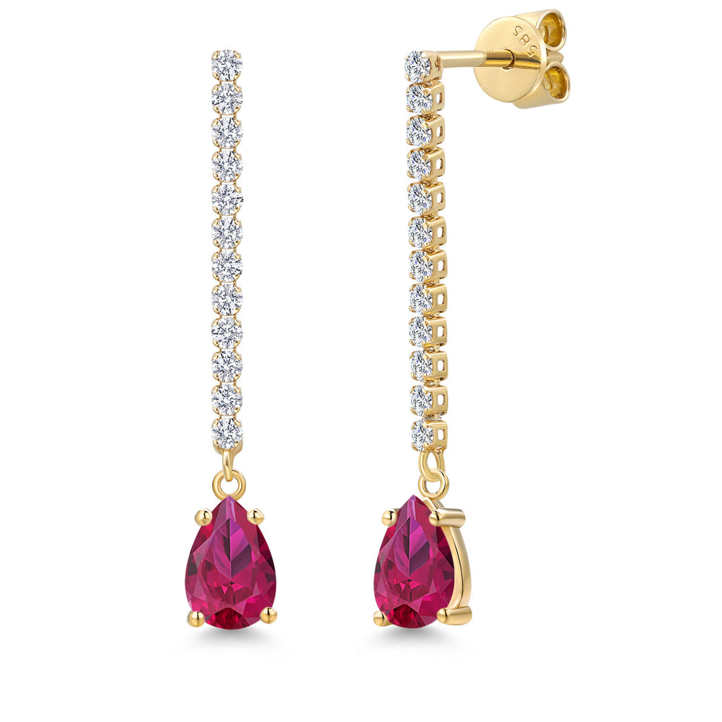 Created Ruby - July_Earrings in 14K Yellow Gold