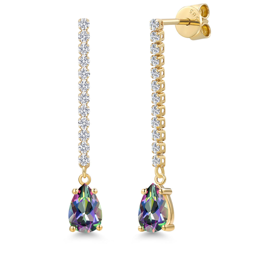 Green Mystic Topaz_Earrings in 14K Yellow Gold