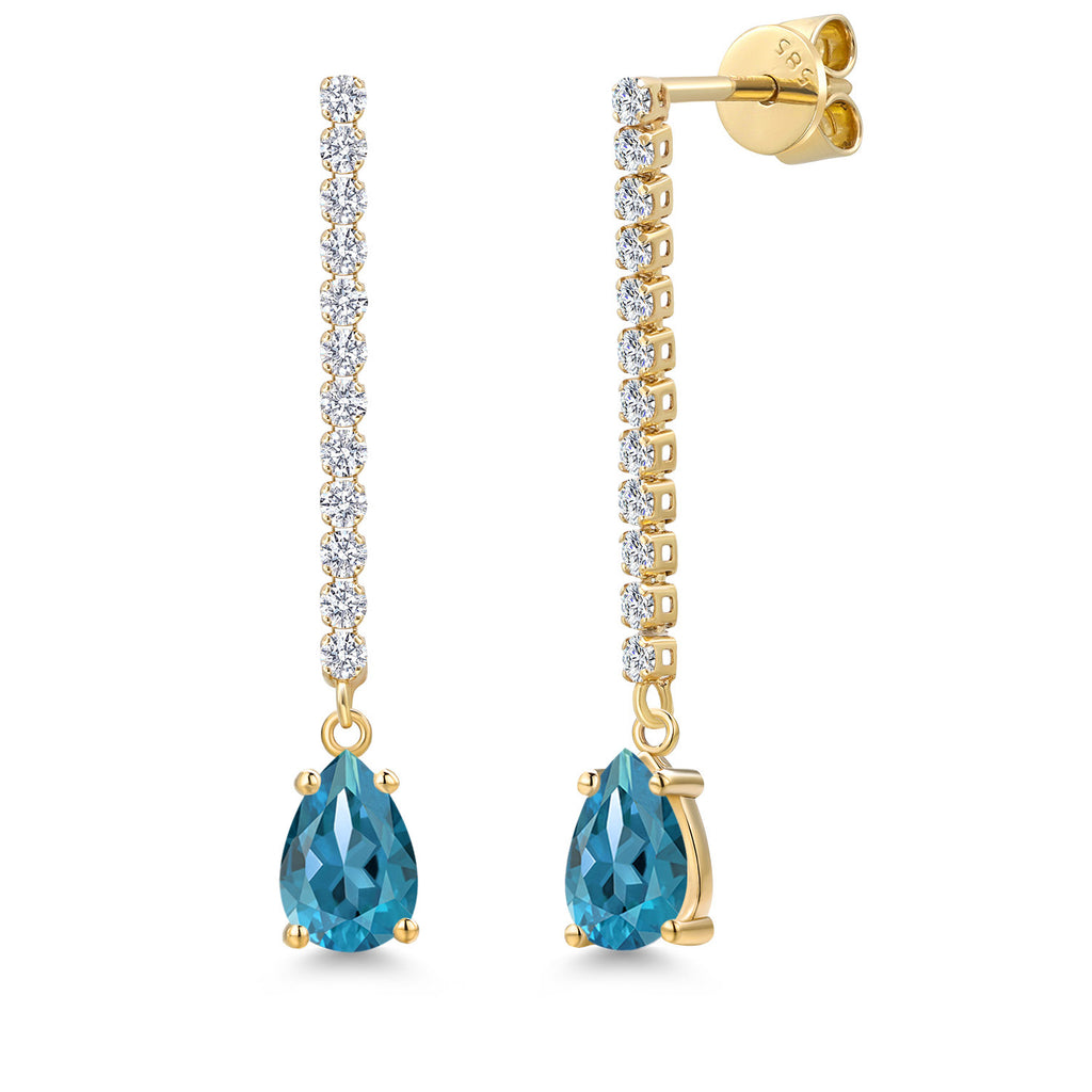 London Blue Topaz - November_Earrings in 14K Yellow Gold