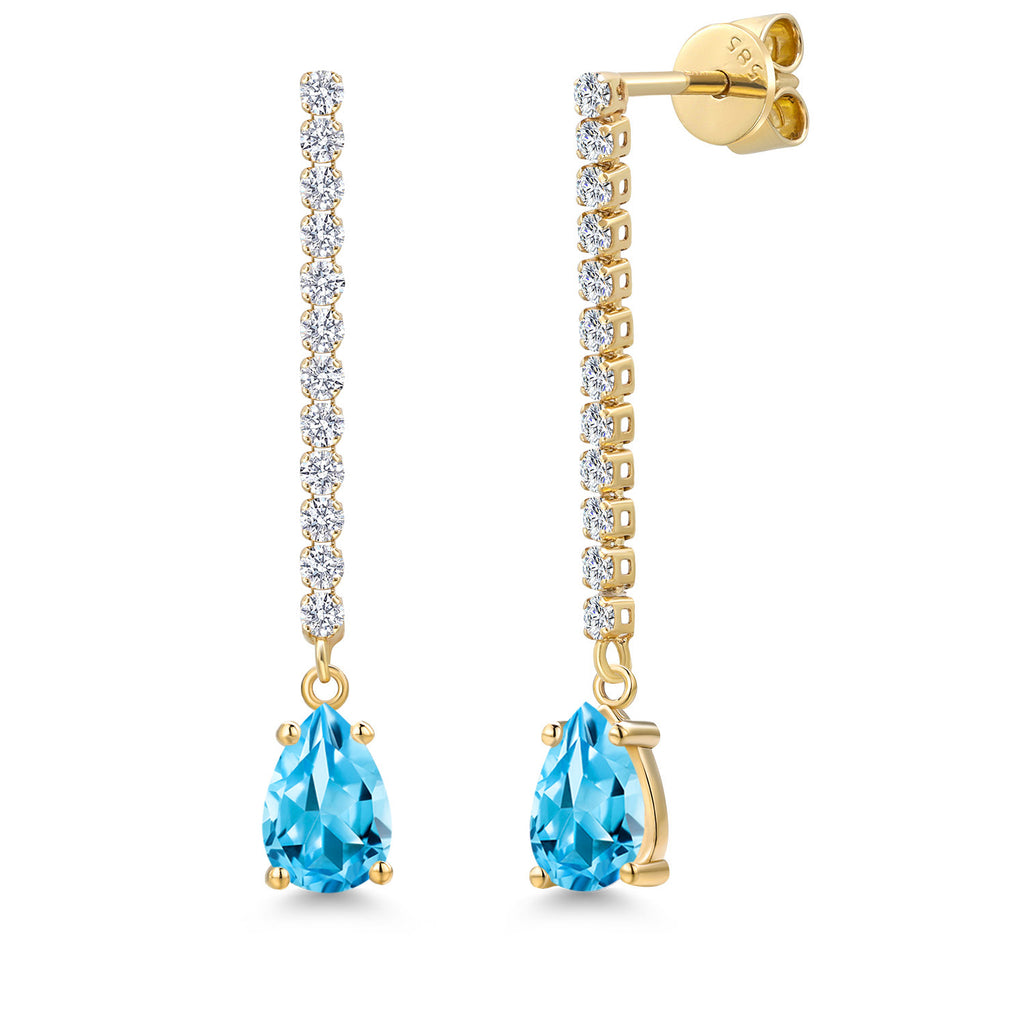 Swiss Blue Topaz - November_Earrings in 14K Yellow Gold