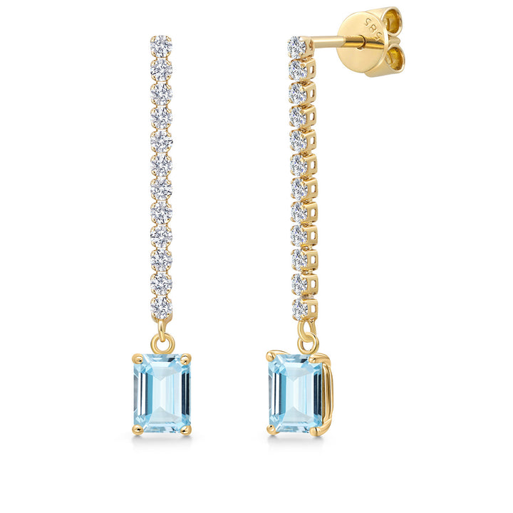Aquamarine - March_Earrings in 14K Yellow Gold