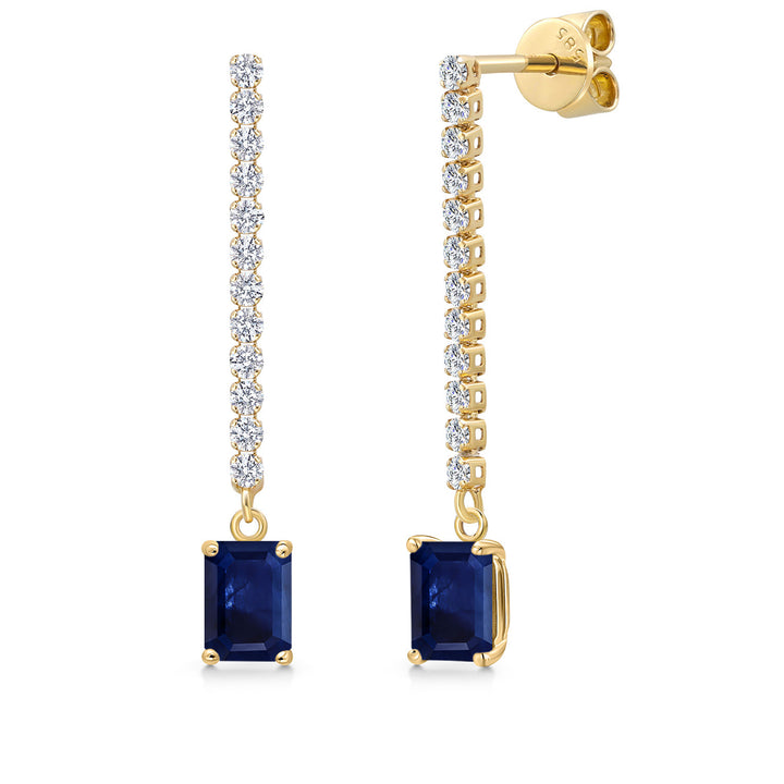 Blue Sapphire - September_Earrings in 14K Yellow Gold
