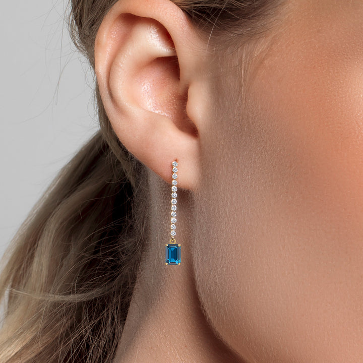 London Blue and E - F_Earrings in 14K Yellow Gold