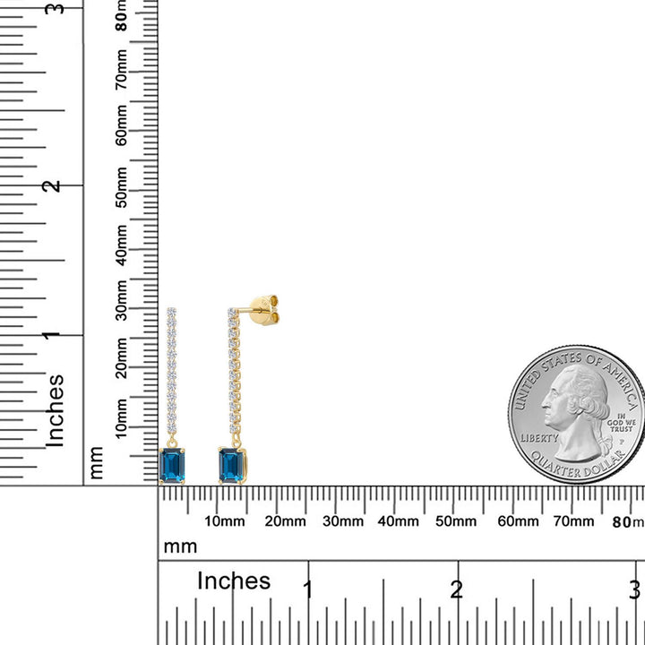 London Blue and E - F_Earrings in 14K Yellow Gold