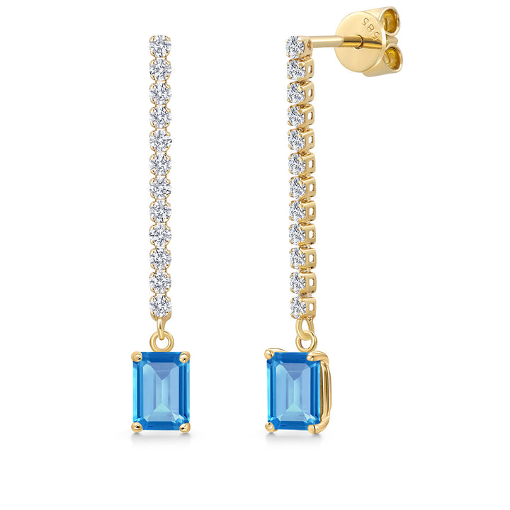 Swiss Blue Topaz - November_Earrings in 14K Yellow Gold