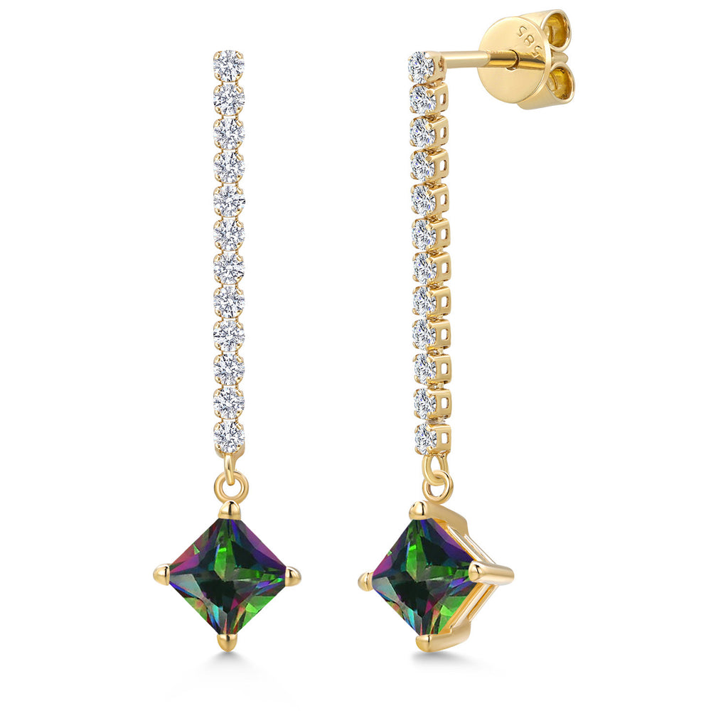 Green Mystic Topaz_Earrings in 14K Yellow Gold