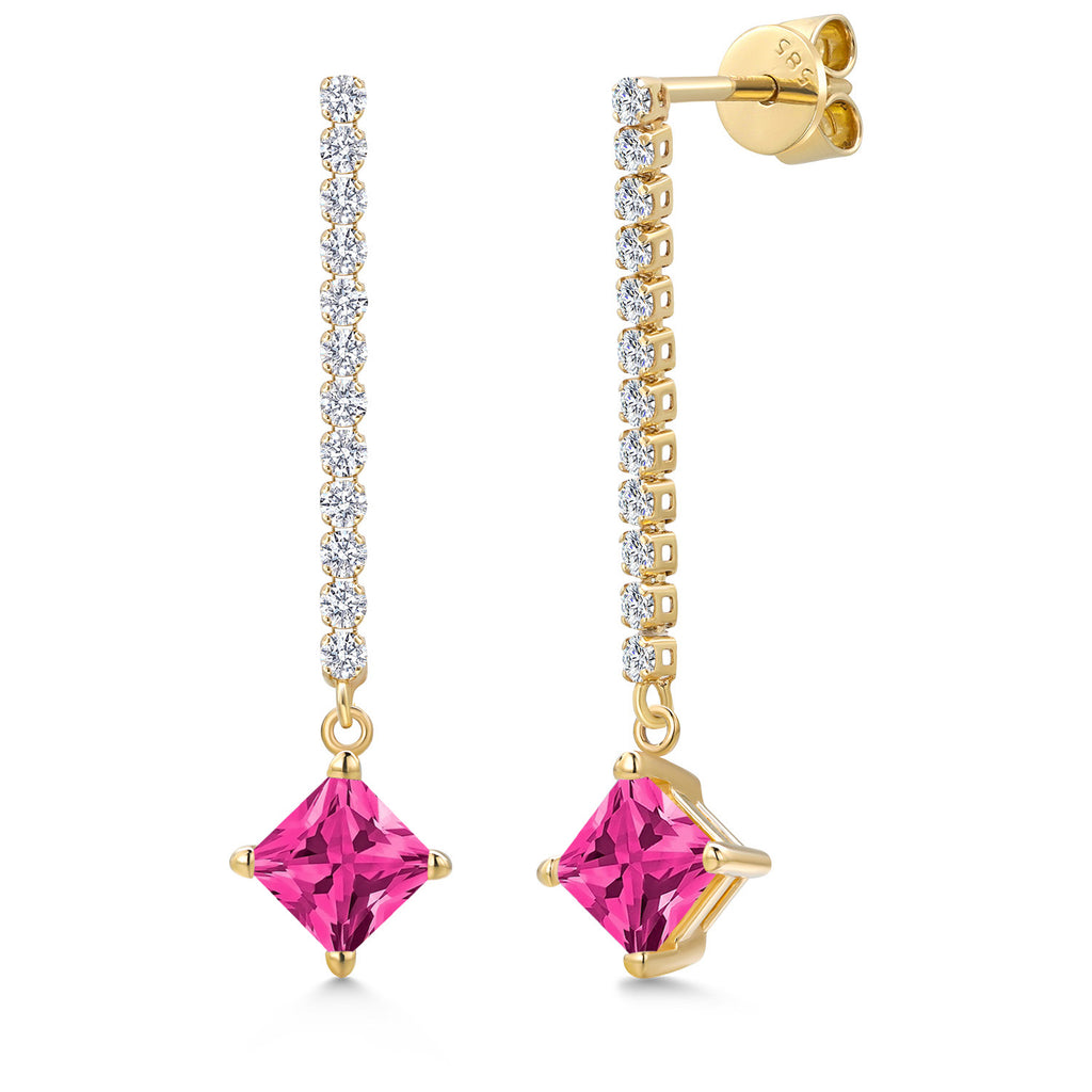 Pink Mystic Topaz_Earrings in 14K Yellow Gold