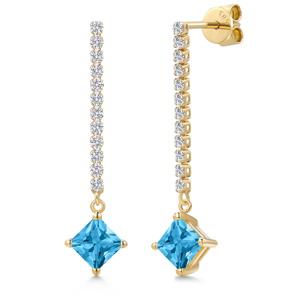 Swiss Blue Topaz - November_Earrings in 14K Yellow Gold