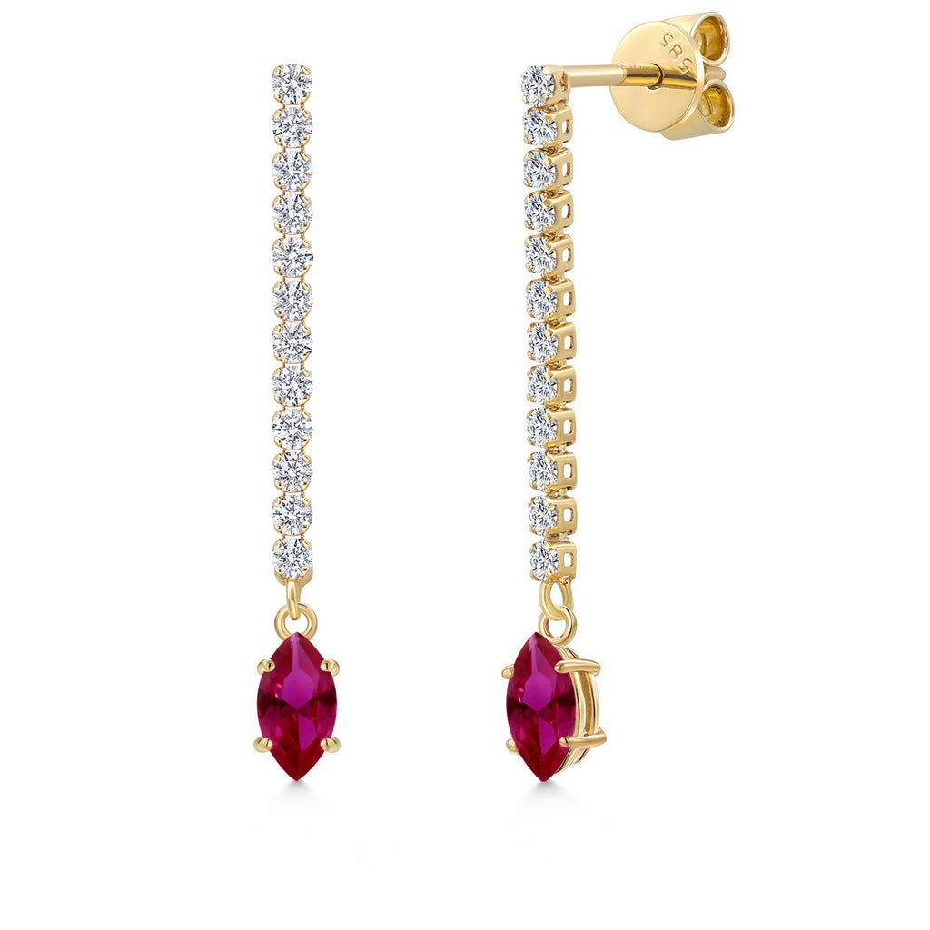 Created Ruby - July_Earrings in 14K Yellow Gold