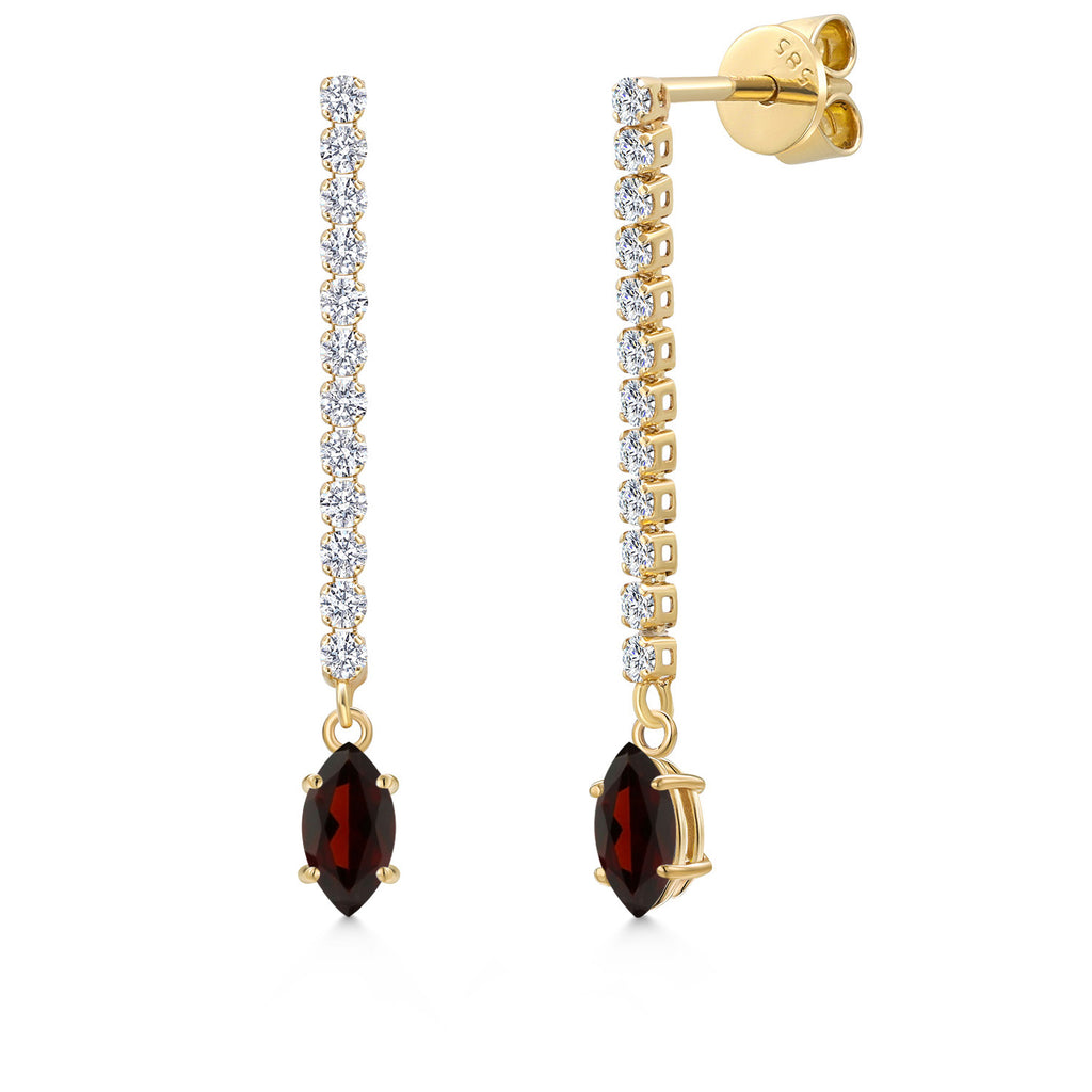 Garnet - January_Earrings in 14K Yellow Gold